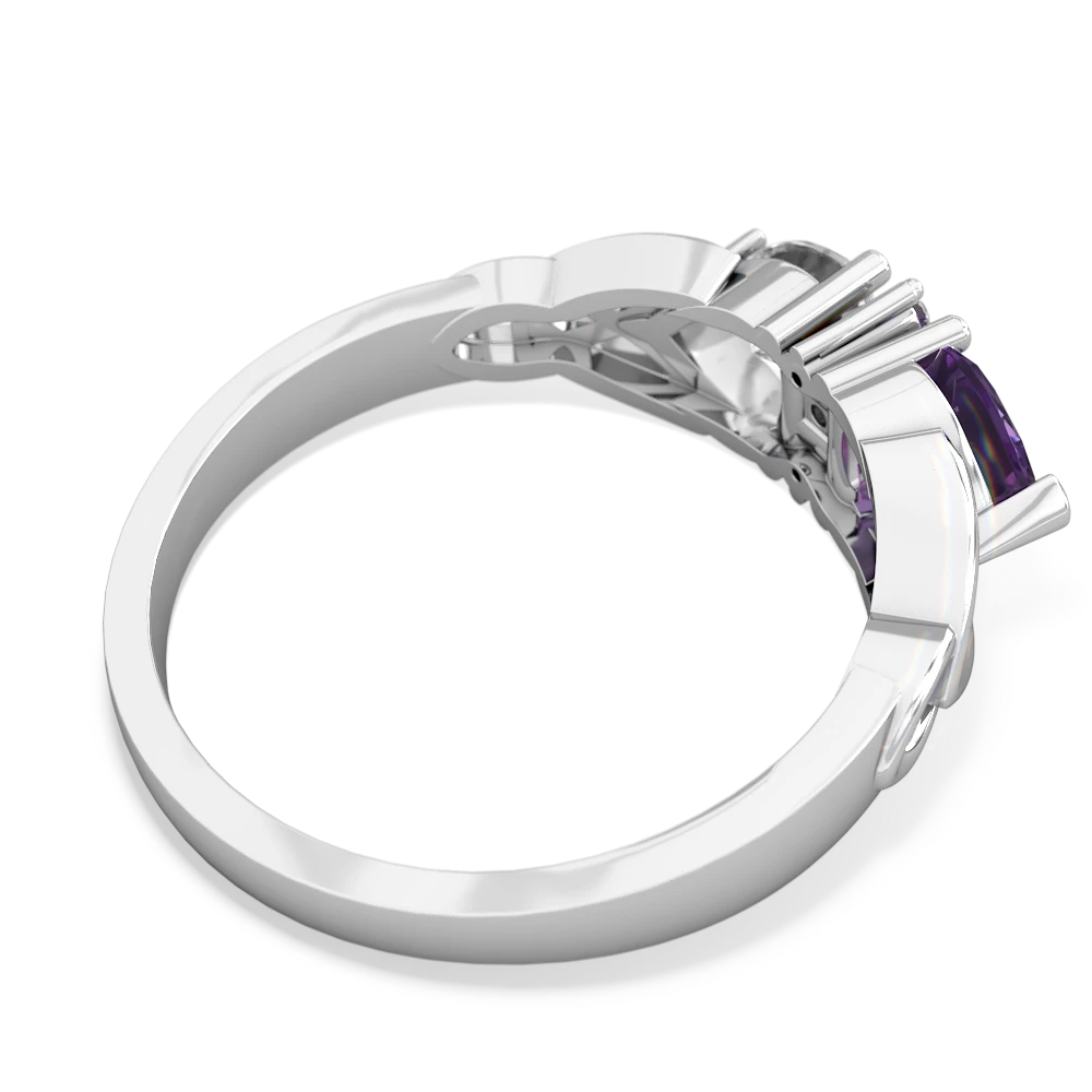 Amethyst Celtic Knot Double Heart 14K White Gold ring R5040