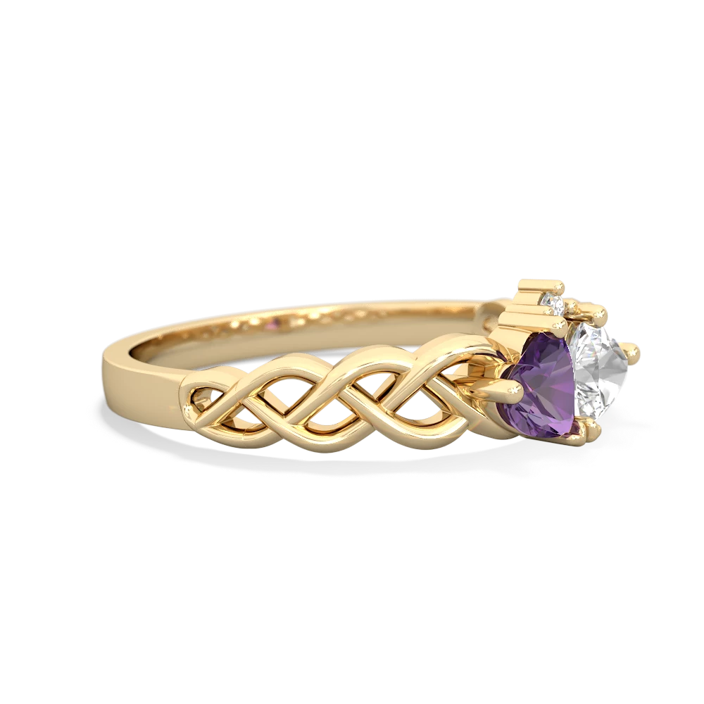 Amethyst Heart To Heart Braid 14K Yellow Gold ring R5870