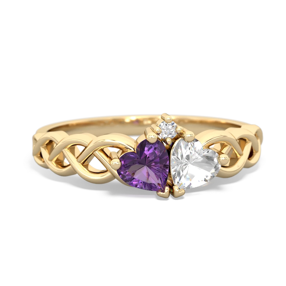 Amethyst Heart To Heart Braid 14K Yellow Gold ring R5870