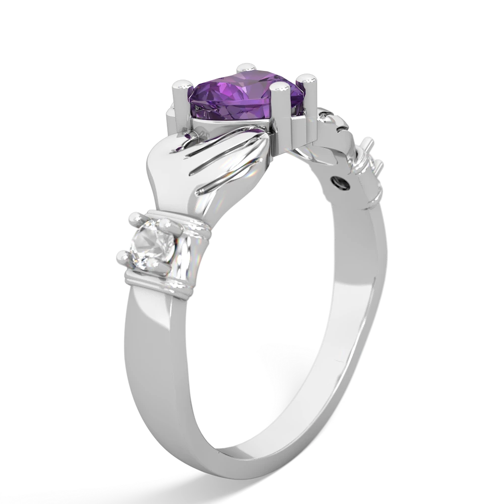 Amethyst Claddagh Keepsake 14K White Gold ring R5245