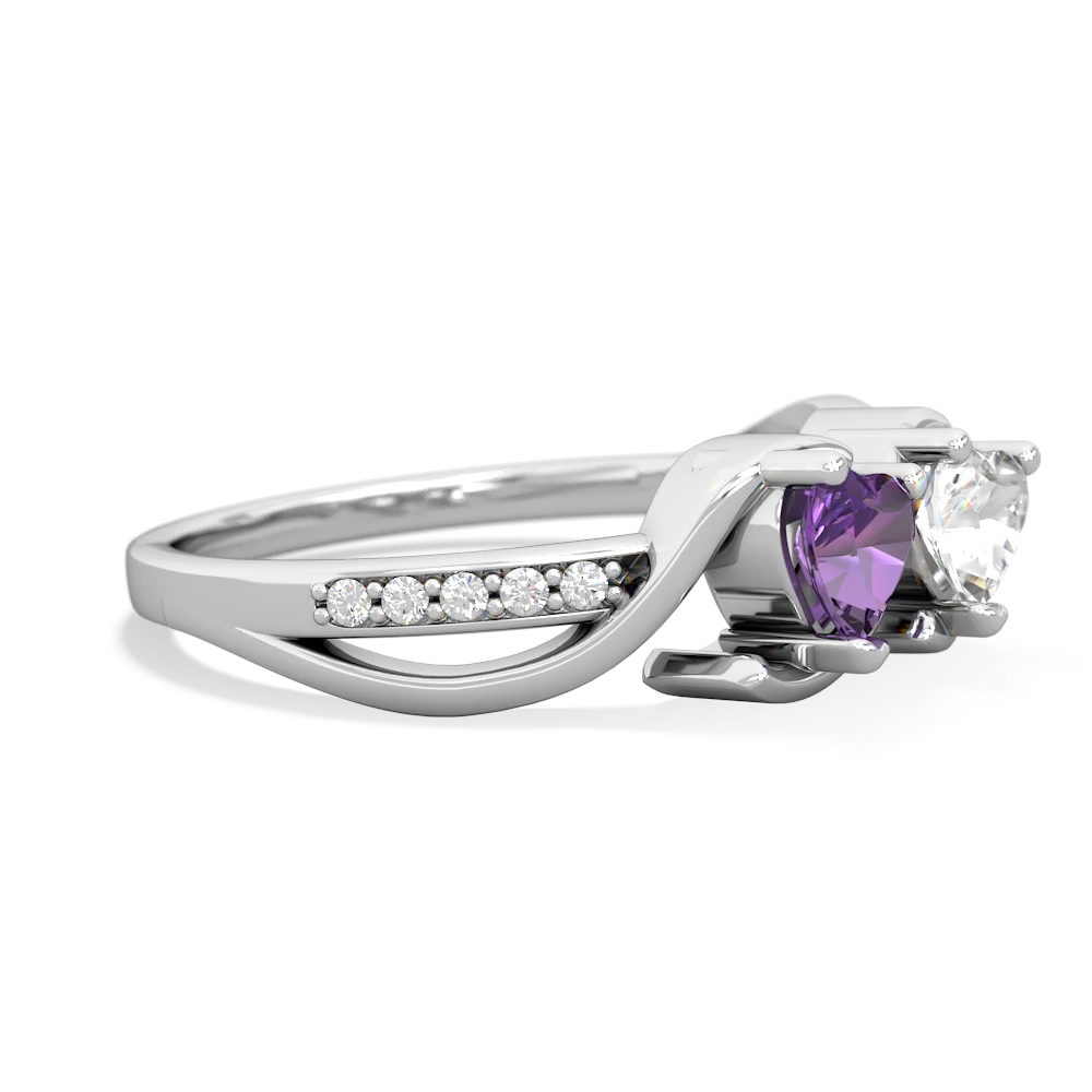 Amethyst Side By Side 14K White Gold ring R3090