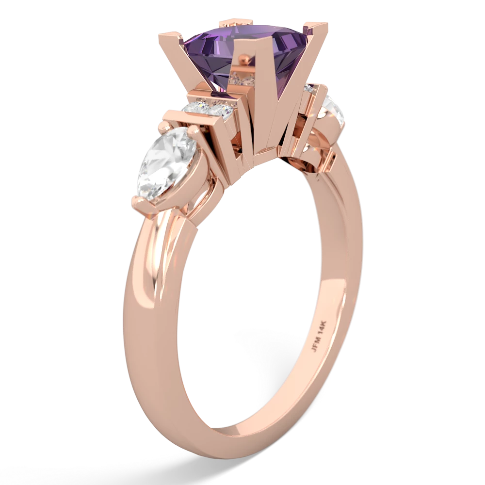 Amethyst 6Mm Princess Eternal Embrace Engagement 14K Rose Gold ring C2002