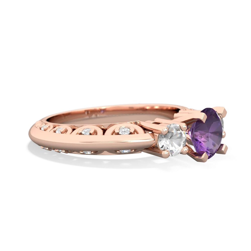 Amethyst Art Deco Eternal Embrace Engagement 14K Rose Gold ring C2003