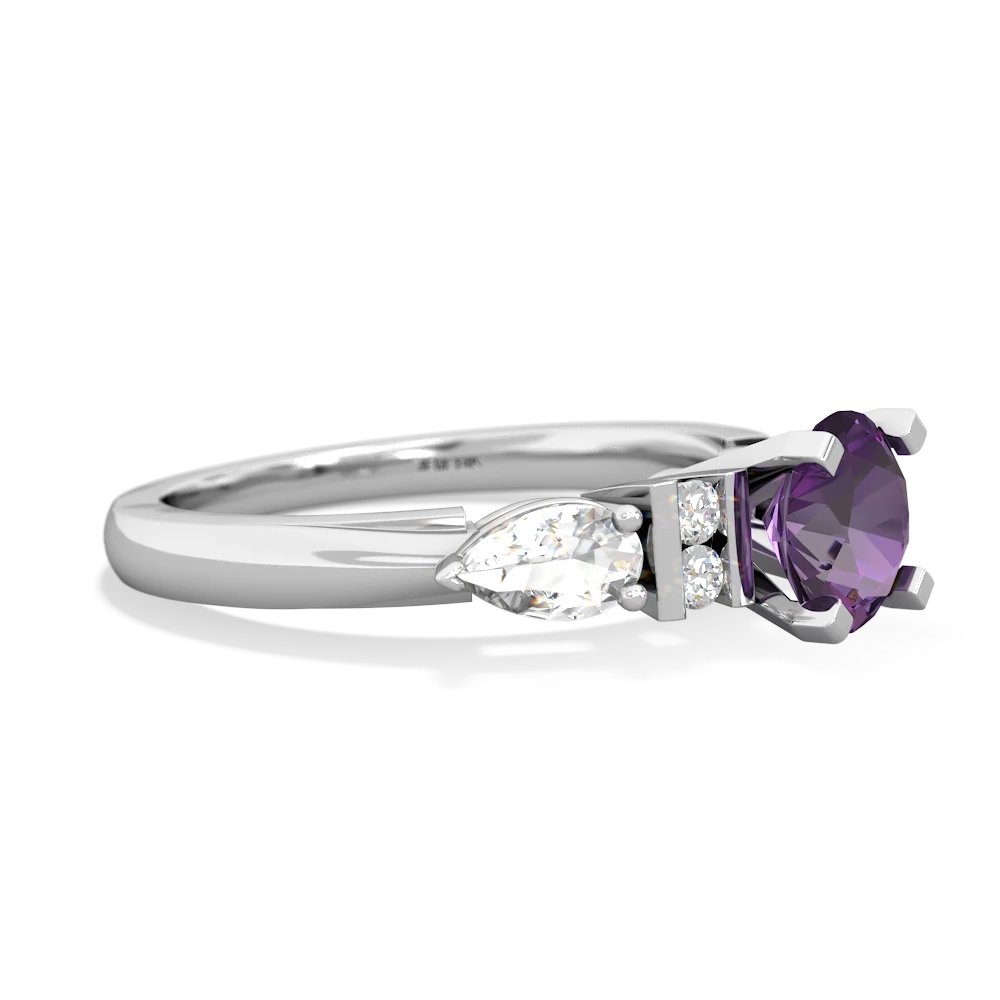 Amethyst 6Mm Round Eternal Embrace Engagement 14K White Gold ring R2005