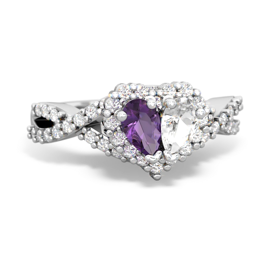 Amethyst Diamond Twist 'One Heart' 14K White Gold ring R2640HRT