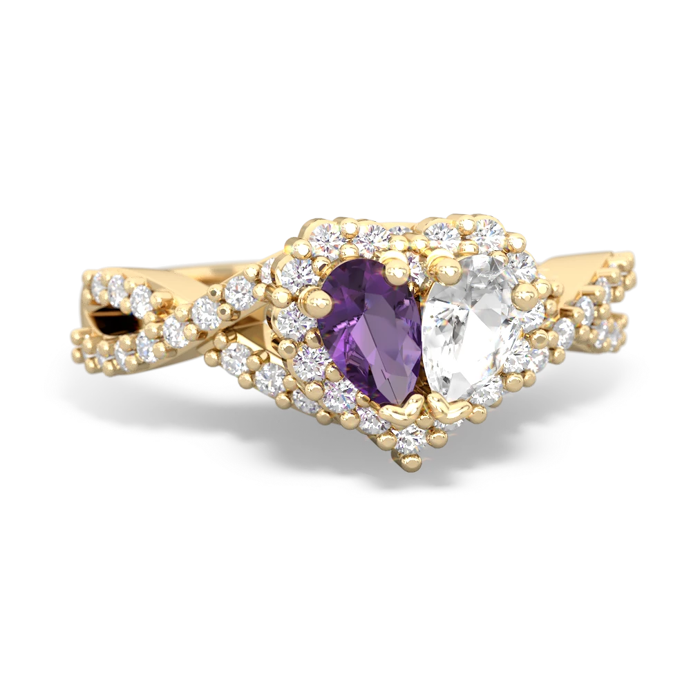 Amethyst Diamond Twist 'One Heart' 14K Yellow Gold ring R2640HRT