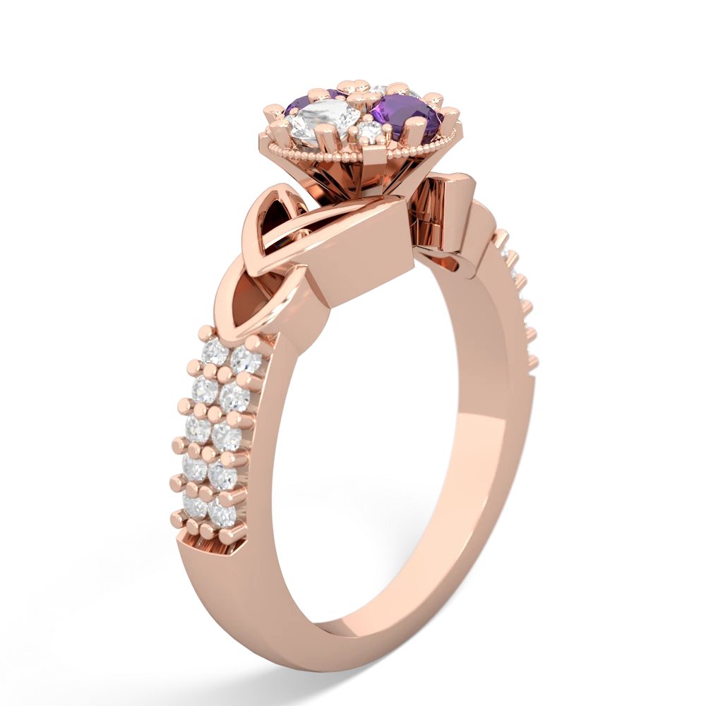 Amethyst Celtic Knot Cluster Engagement 14K Rose Gold ring R26443RD