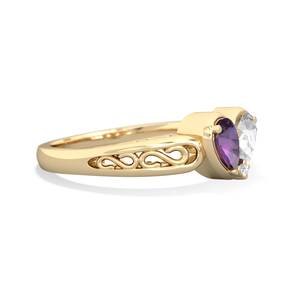 Amethyst Filligree 'One Heart' 14K Yellow Gold ring R5070