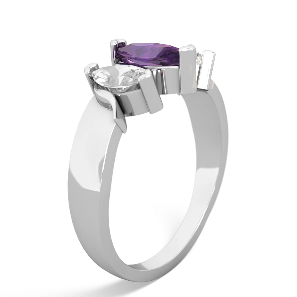 Amethyst Three Peeks 14K White Gold ring R2433