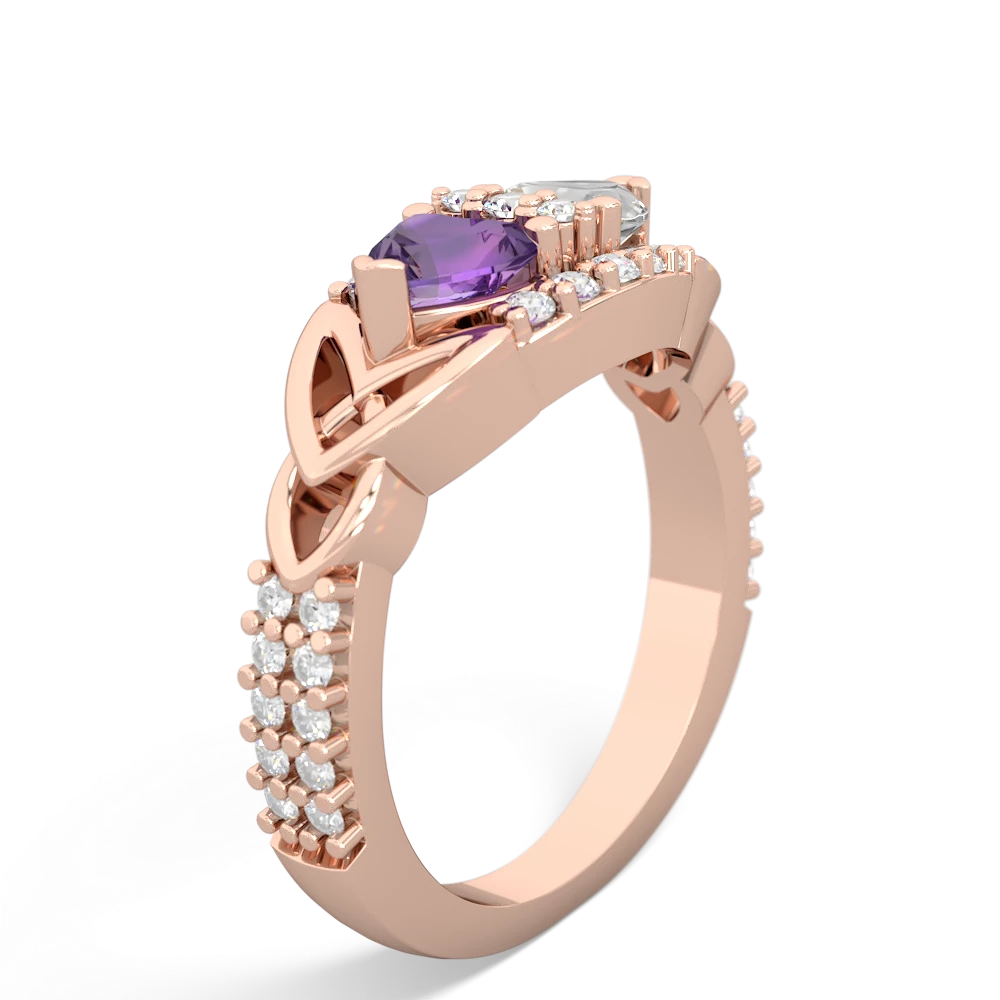 Amethyst Sparkling Celtic Knot 14K Rose Gold ring R2645