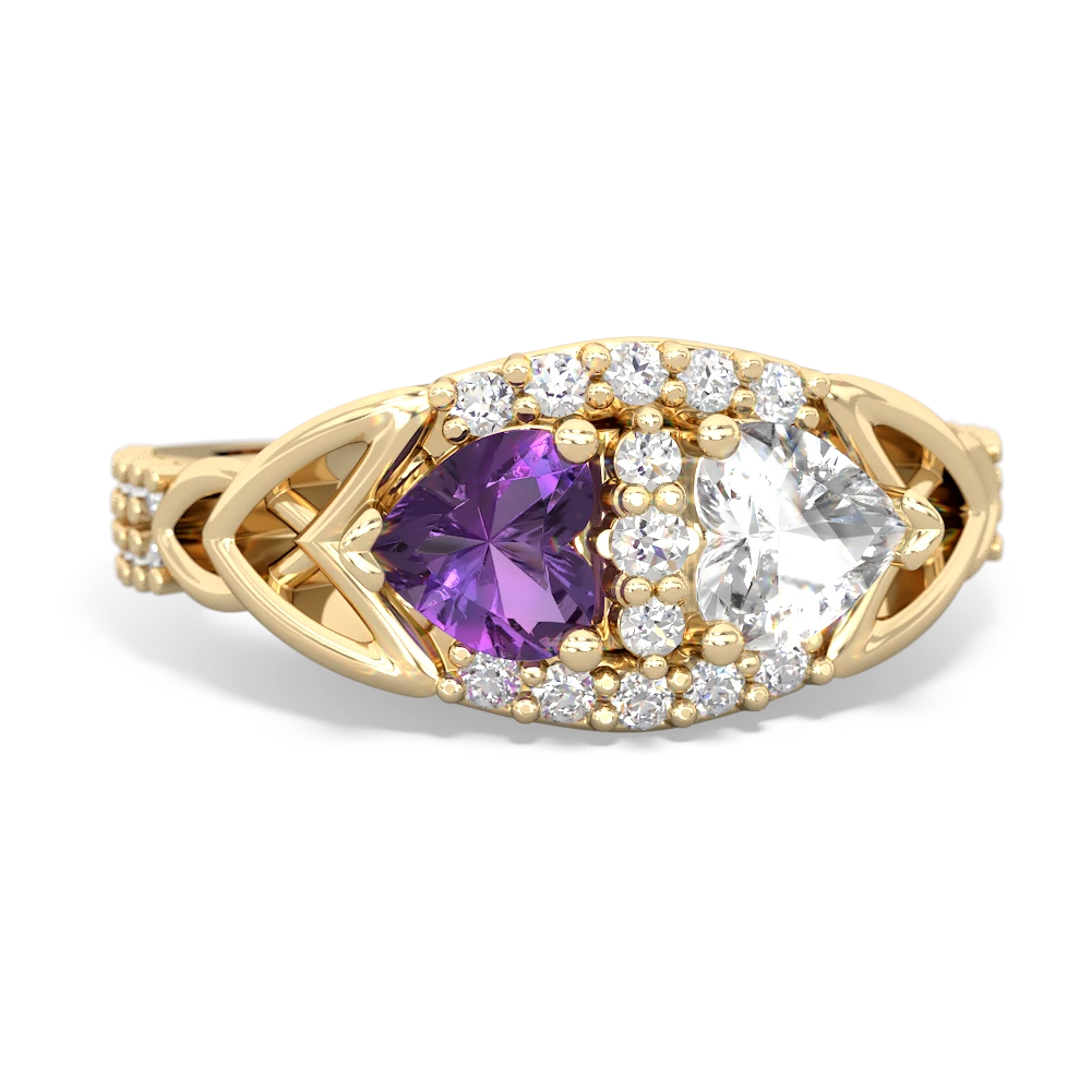 Amethyst Sparkling Celtic Knot 14K Yellow Gold ring R2645