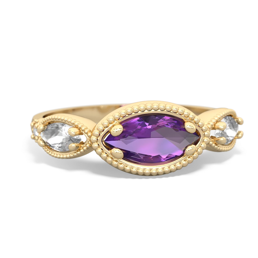 Amethyst Milgrain Marquise 14K Yellow Gold ring R5700