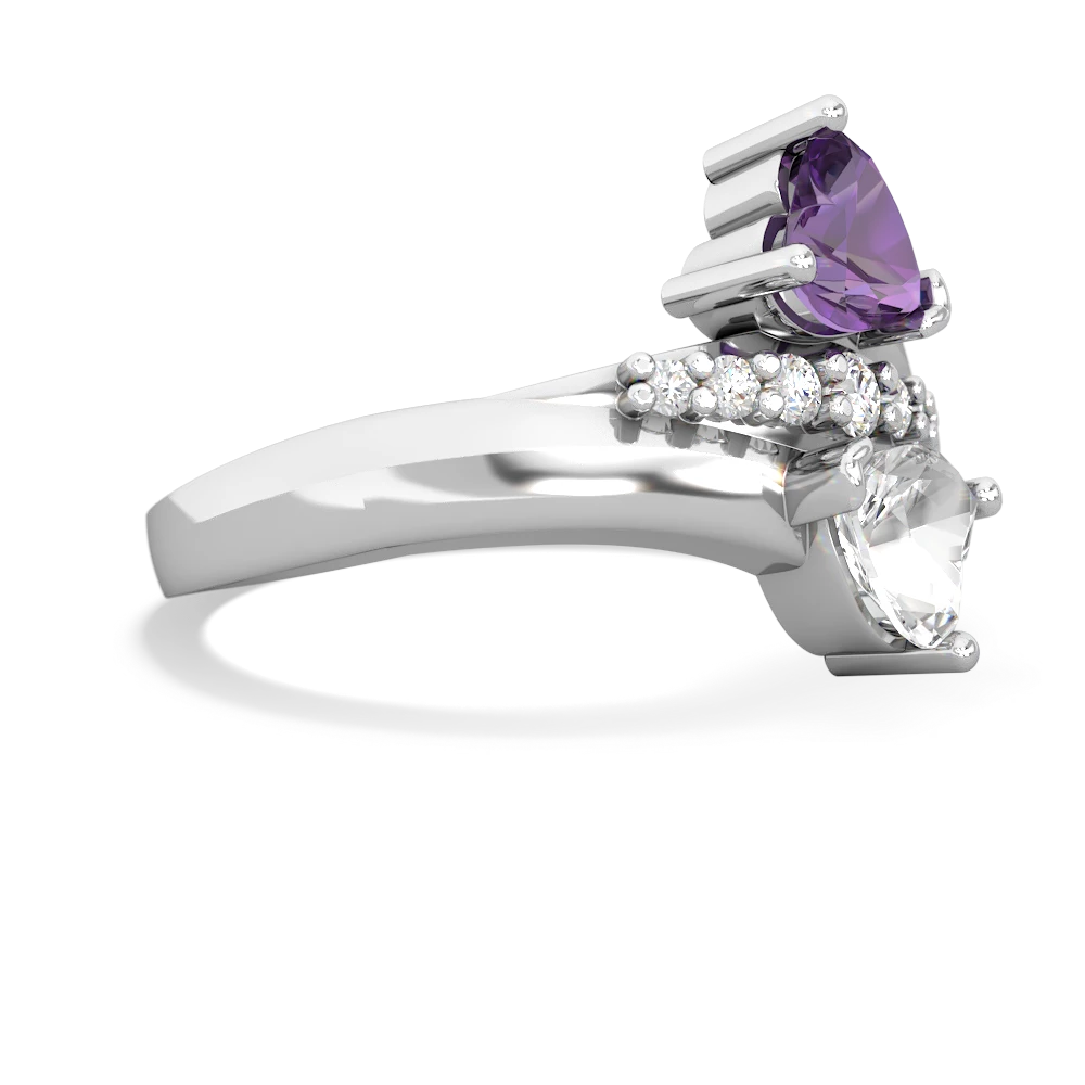 Amethyst Heart To Heart 14K White Gold ring R2064