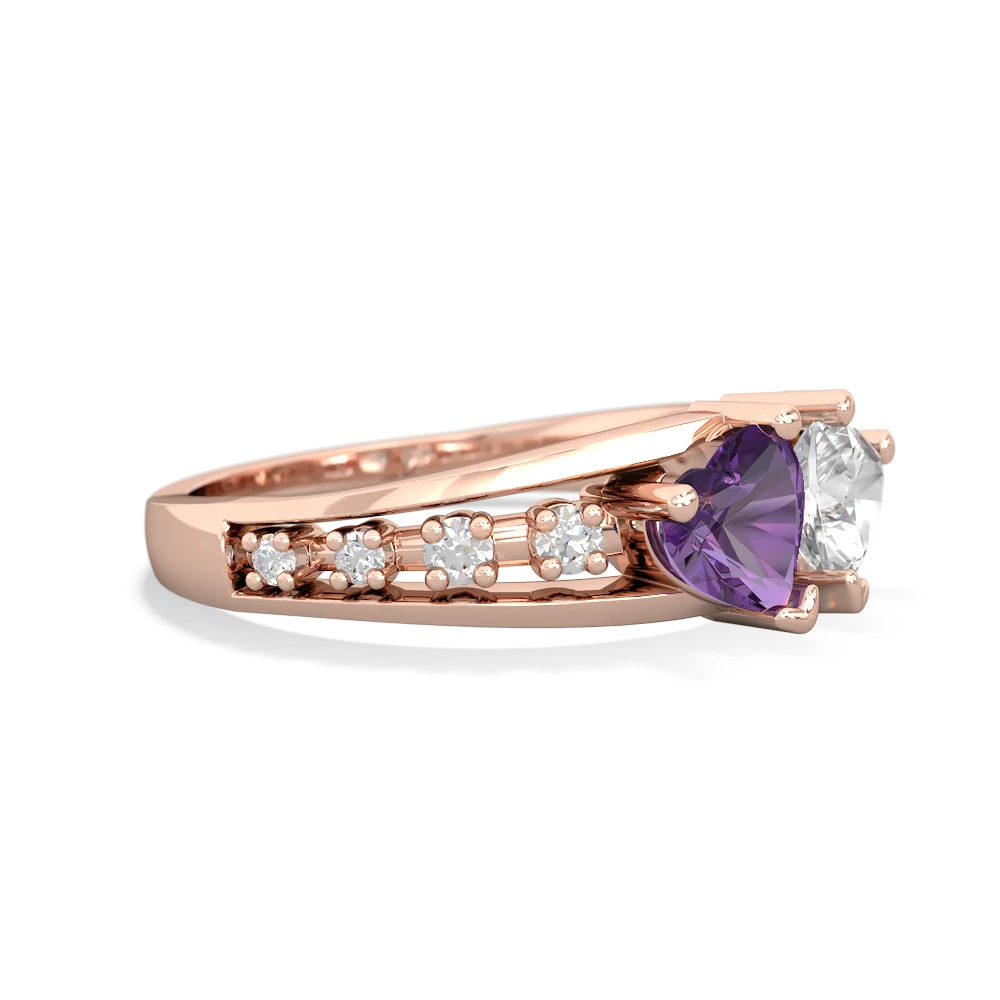 Amethyst Heart To Heart 14K Rose Gold ring R3342