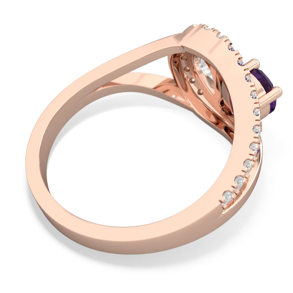 Amethyst Nestled Heart Keepsake 14K Rose Gold ring R5650