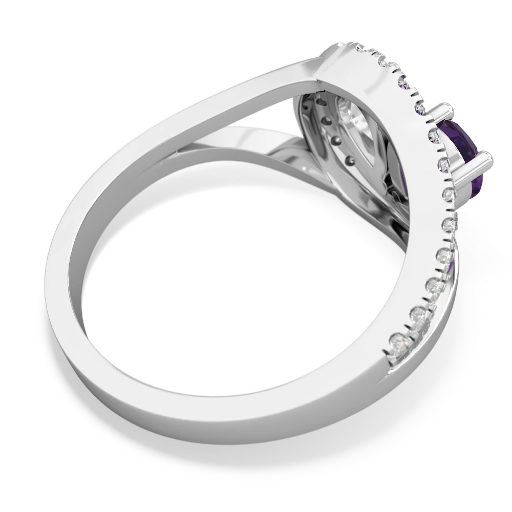 Amethyst Nestled Heart Keepsake 14K White Gold ring R5650