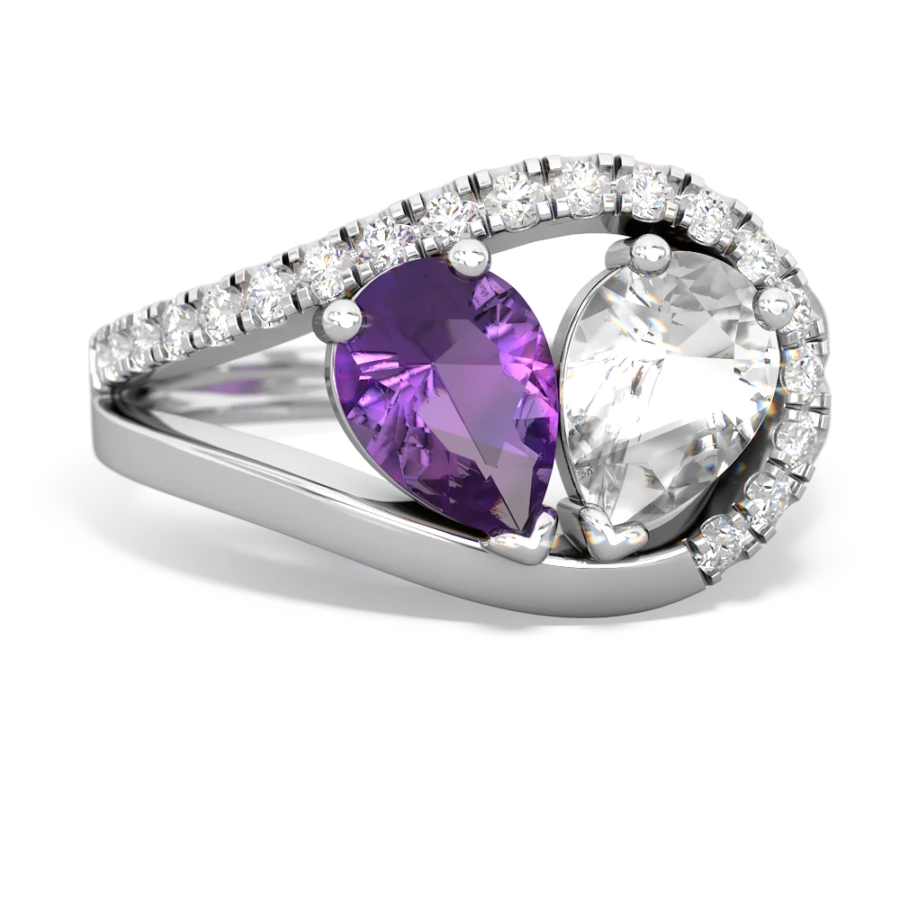 Amethyst Nestled Heart Keepsake 14K White Gold ring R5650