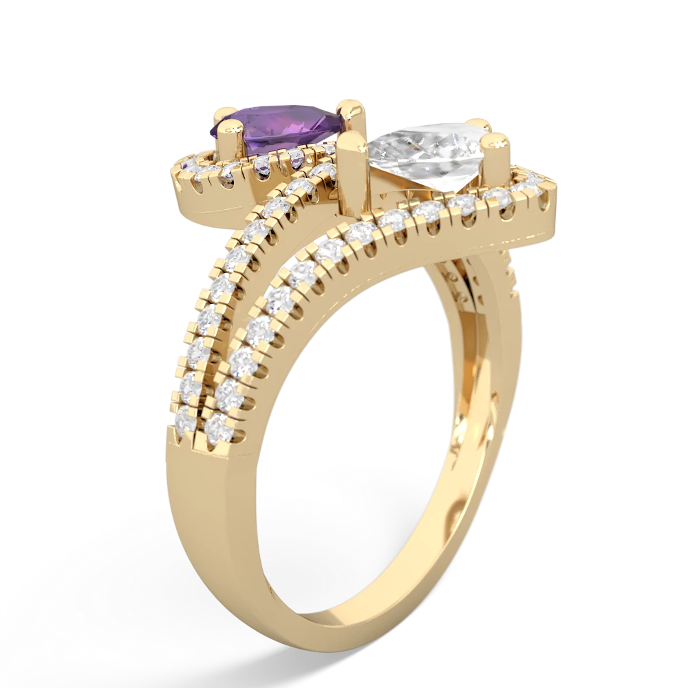 Amethyst Diamond Dazzler 14K Yellow Gold ring R3000