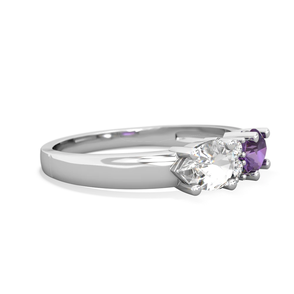 Amethyst Pear Bowtie 14K White Gold ring R0865