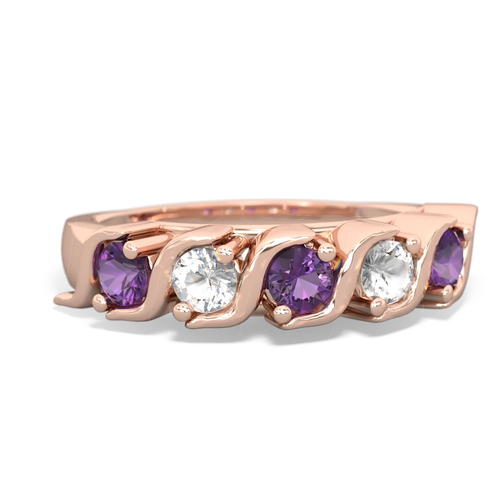 Amethyst Anniversary Band 14K Rose Gold ring R2089