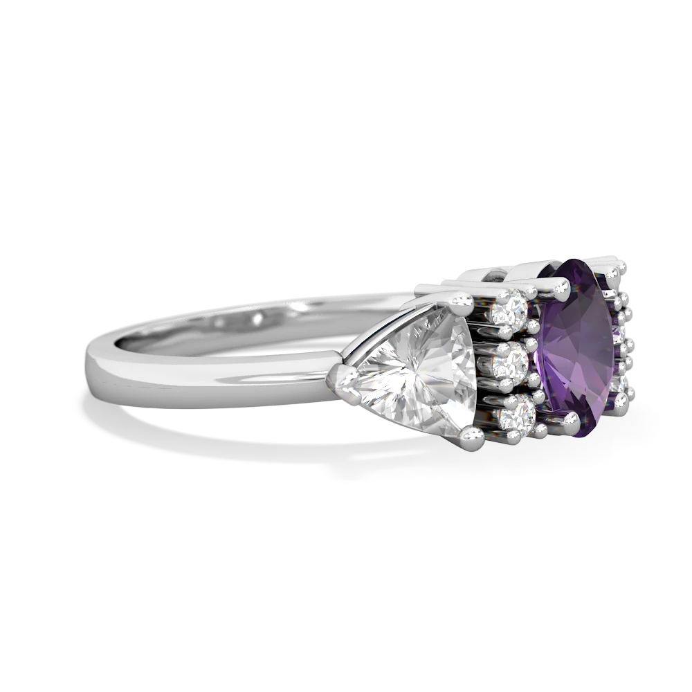 Amethyst Antique Style Three Stone 14K White Gold ring R2186