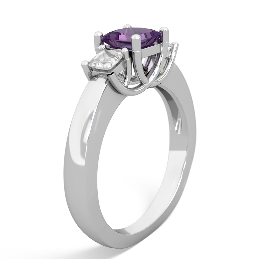 Amethyst Three Stone Trellis 14K White Gold ring R4015