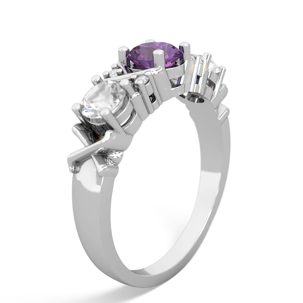 Amethyst Hugs And Kisses 14K White Gold ring R5016