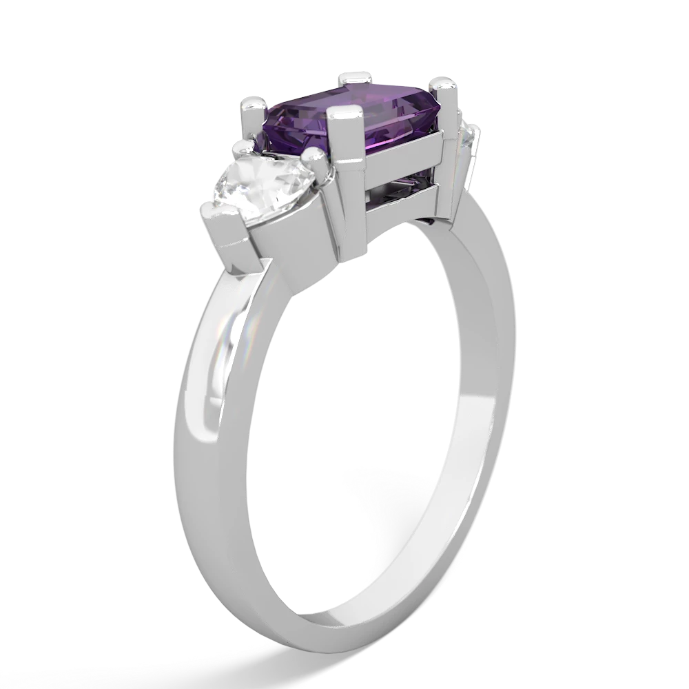 Amethyst Three Stone 14K White Gold ring R5235