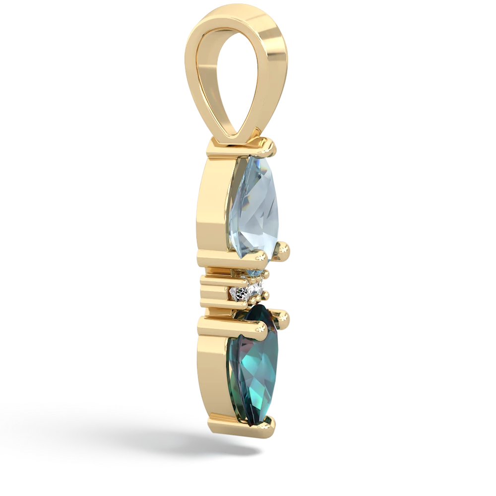 Aquamarine Bowtie Drop 14K Yellow Gold pendant P0865