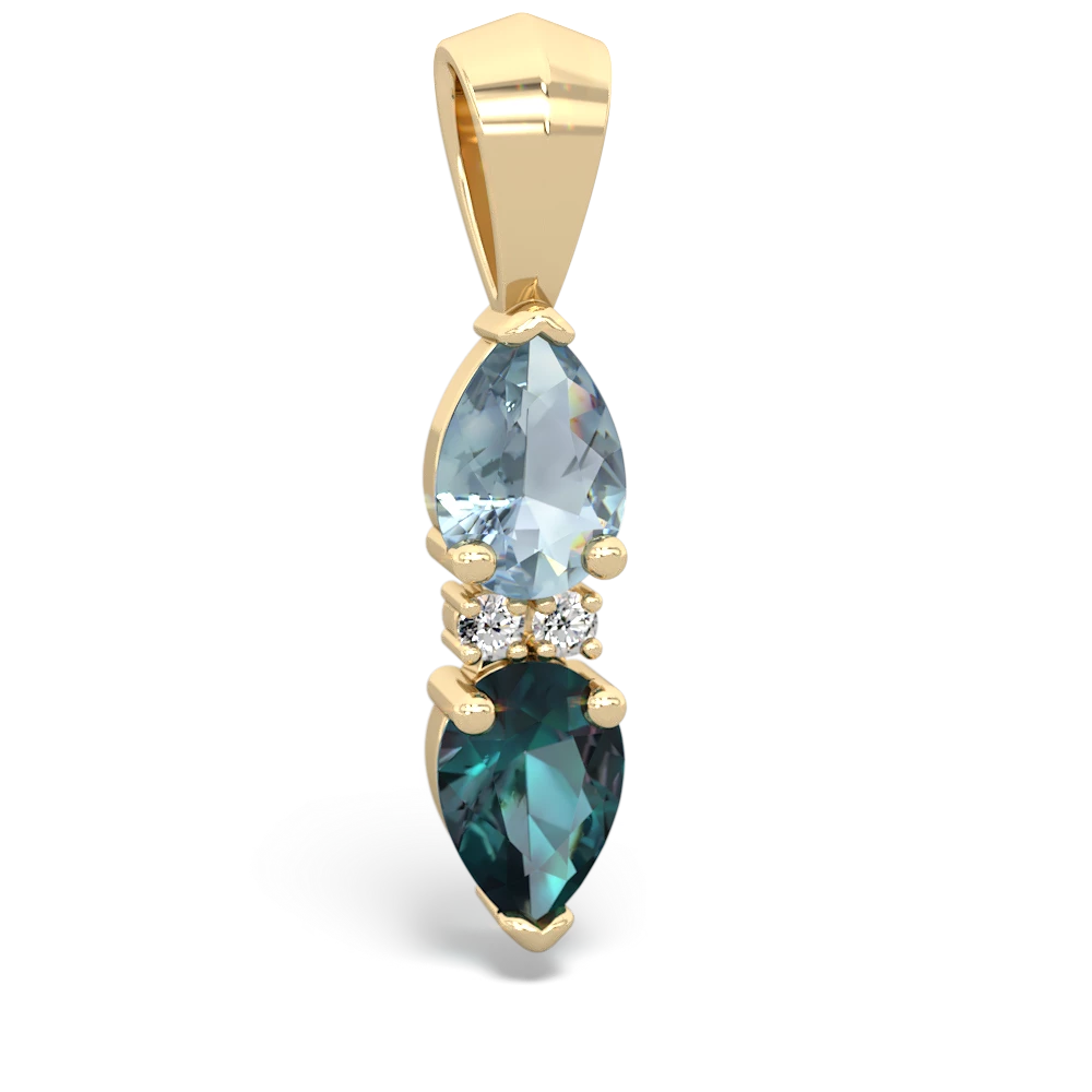 Aquamarine Bowtie Drop 14K Yellow Gold pendant P0865