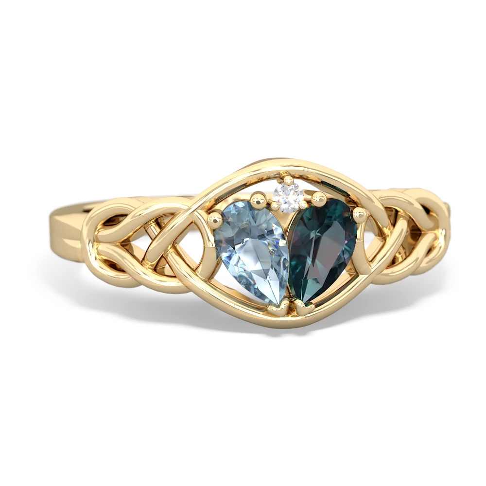 Aquamarine Celtic Love Knot 14K Yellow Gold ring R5420