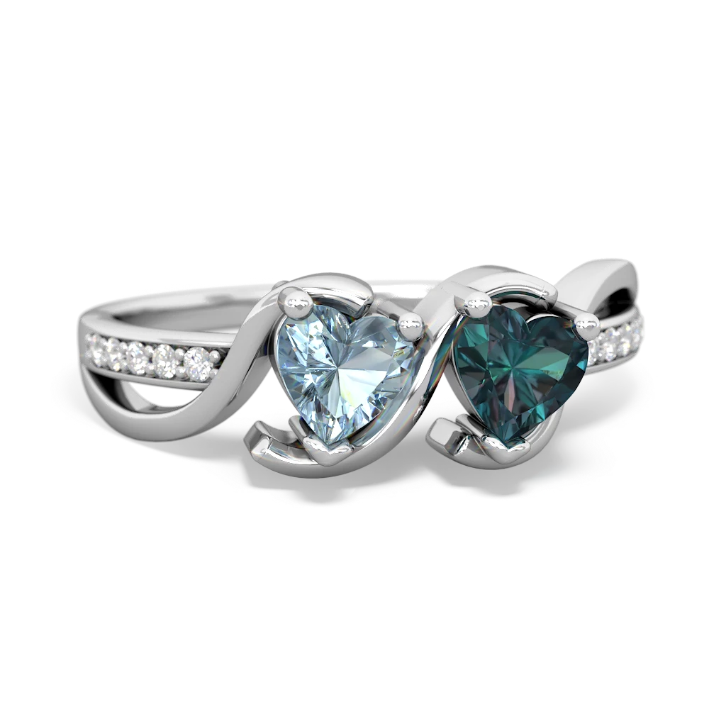 Aquamarine Side By Side 14K White Gold ring R3090