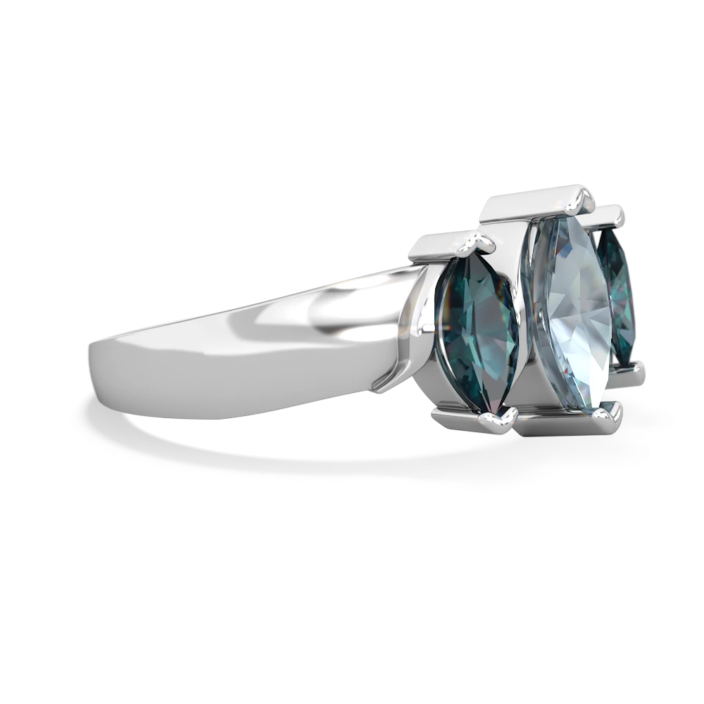 Aquamarine Three Peeks 14K White Gold ring R2433