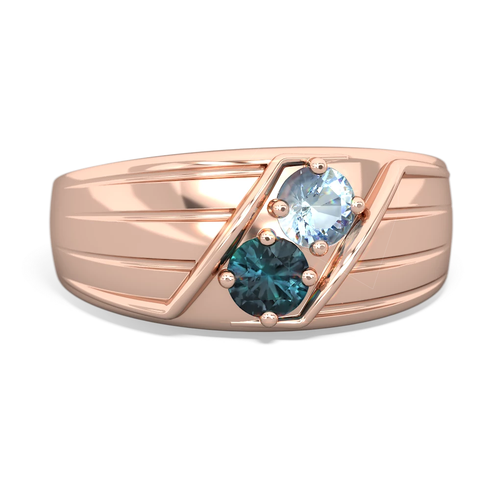 Aquamarine Men's Streamline 14K Rose Gold ring R0460