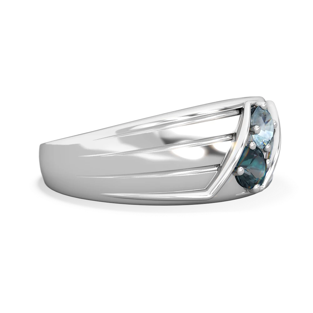 Aquamarine Men's Streamline 14K White Gold ring R0460