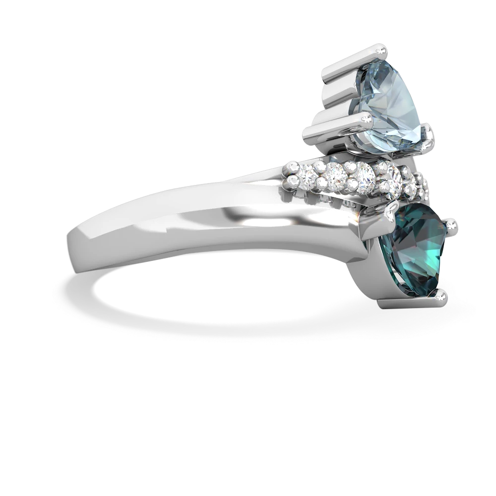 Aquamarine Heart To Heart 14K White Gold ring R2064