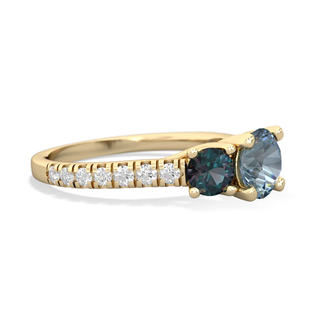 Aquamarine Pave Trellis 14K Yellow Gold ring R5500