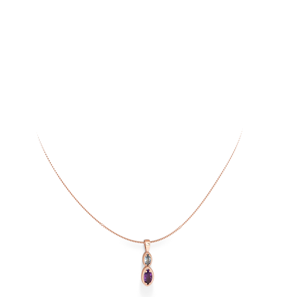 Aquamarine Antique-Style Halo 14K Rose Gold pendant P5700