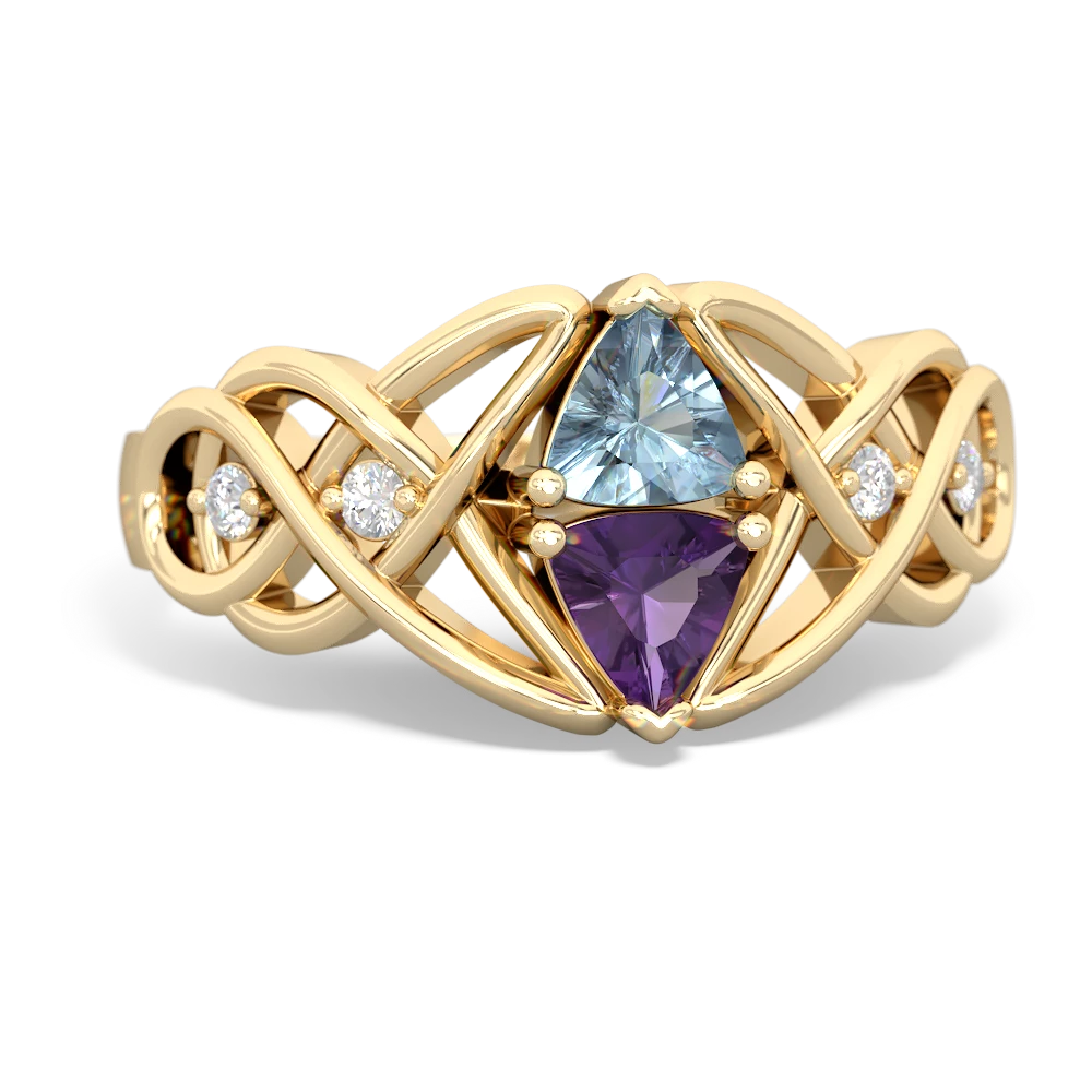 Aquamarine Keepsake Celtic Knot 14K Yellow Gold ring R5300