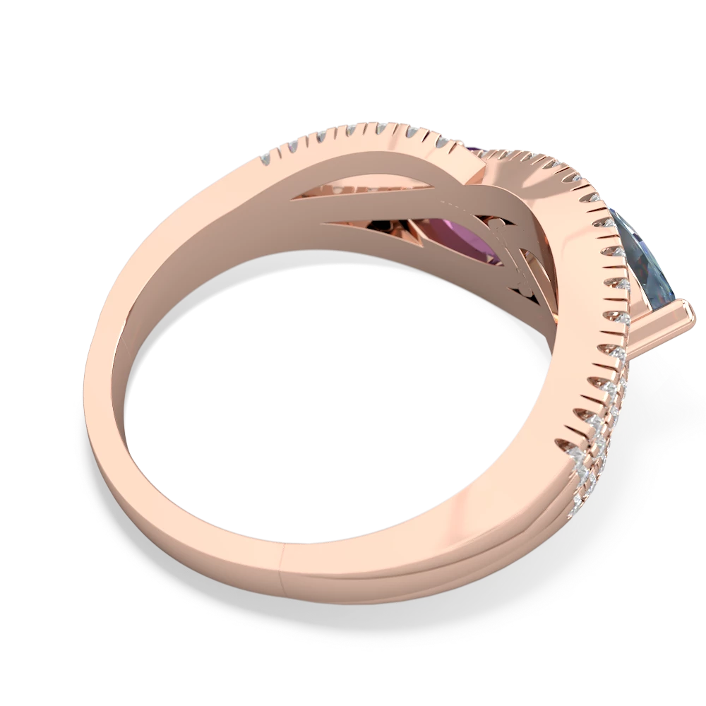 Aquamarine Diamond Rivers 14K Rose Gold ring R3070