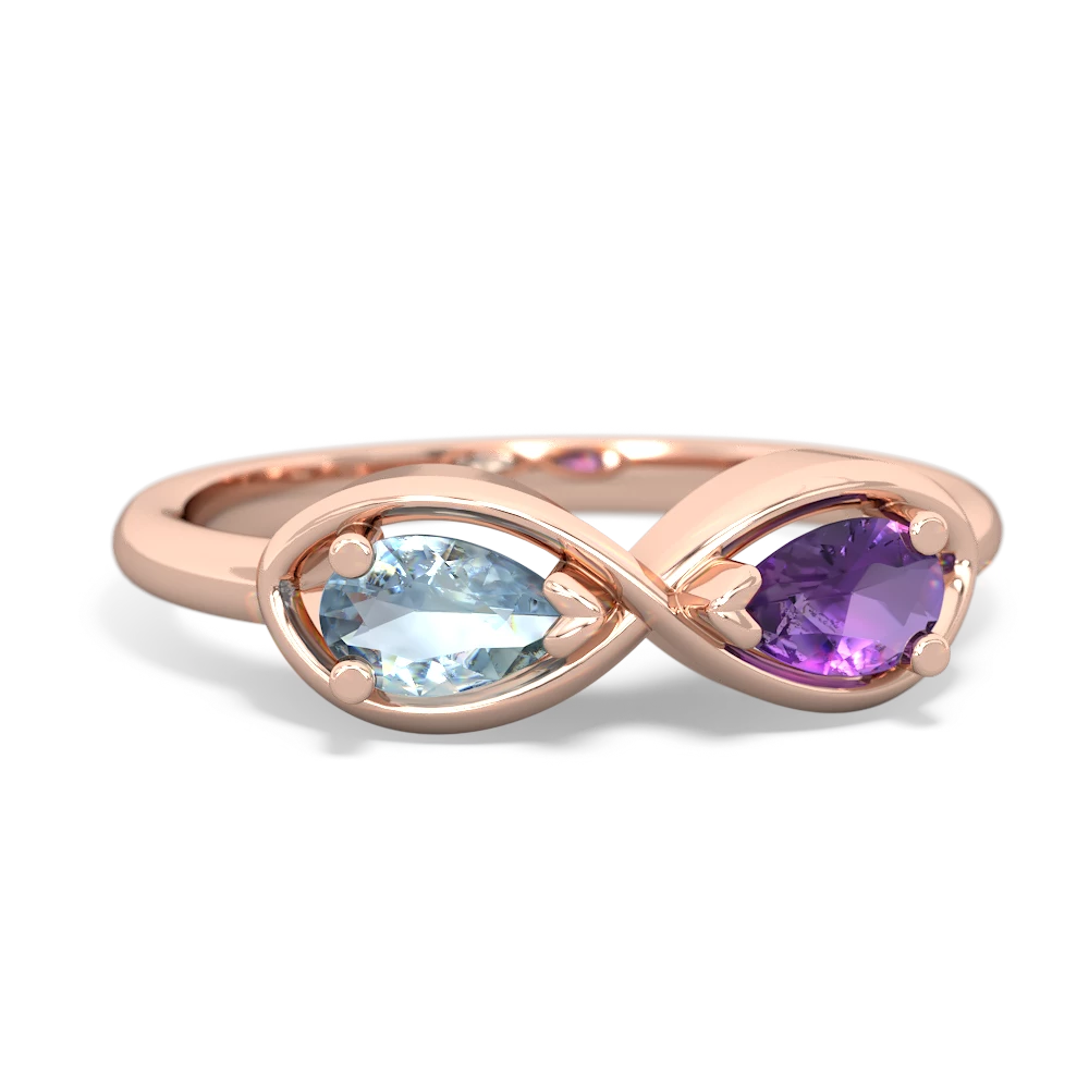 Aquamarine Infinity 14K Rose Gold ring R5050