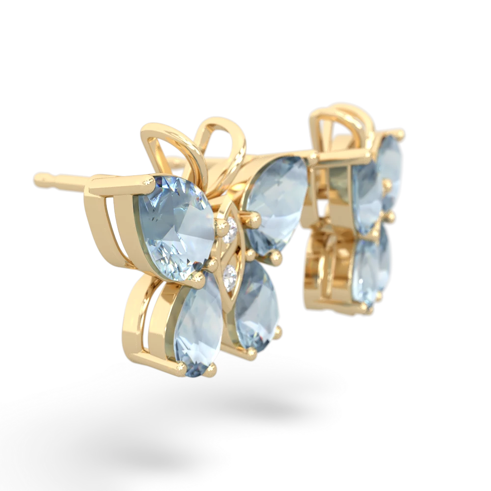 Aquamarine Butterfly 14K Yellow Gold earrings E2215