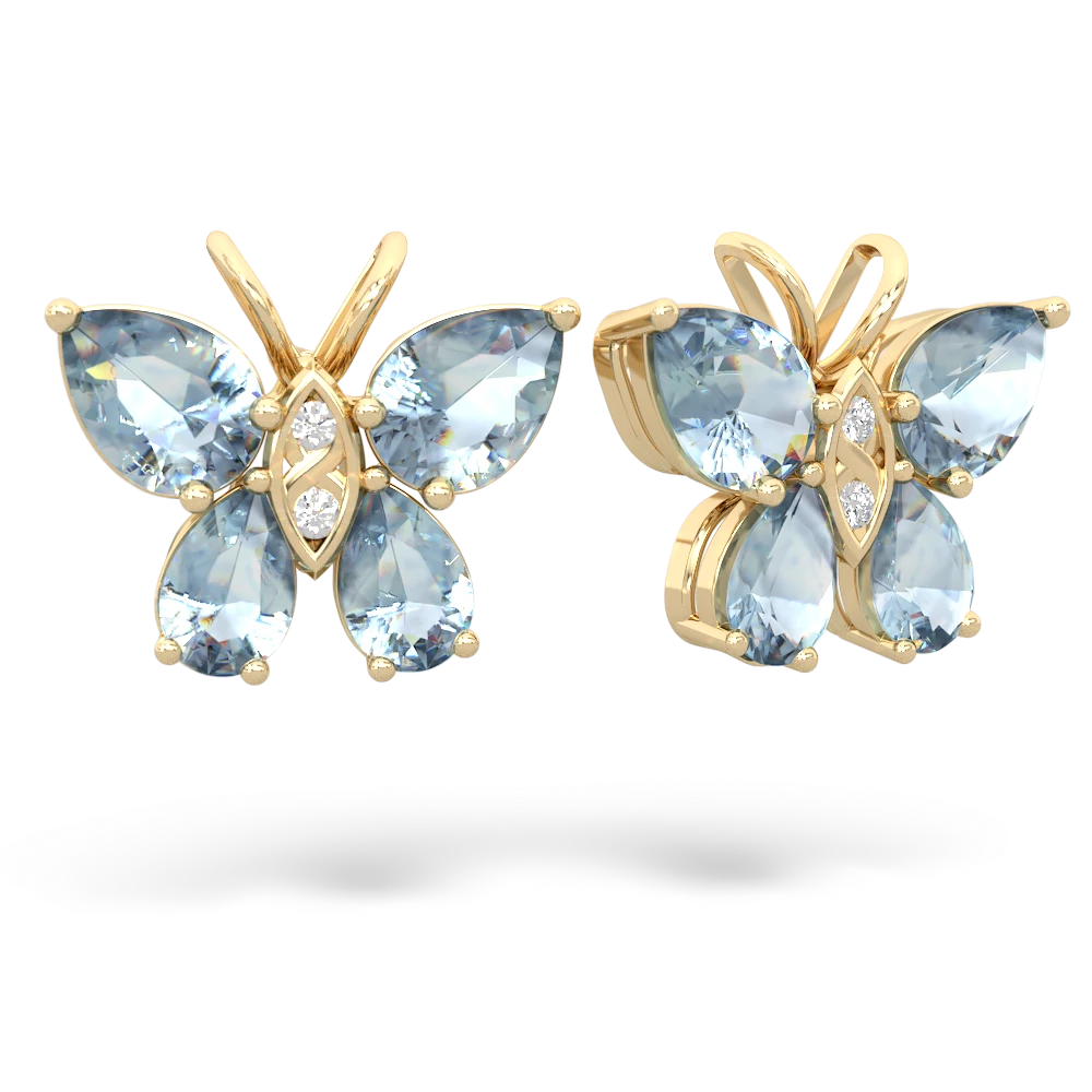 Aquamarine Butterfly 14K Yellow Gold earrings E2215