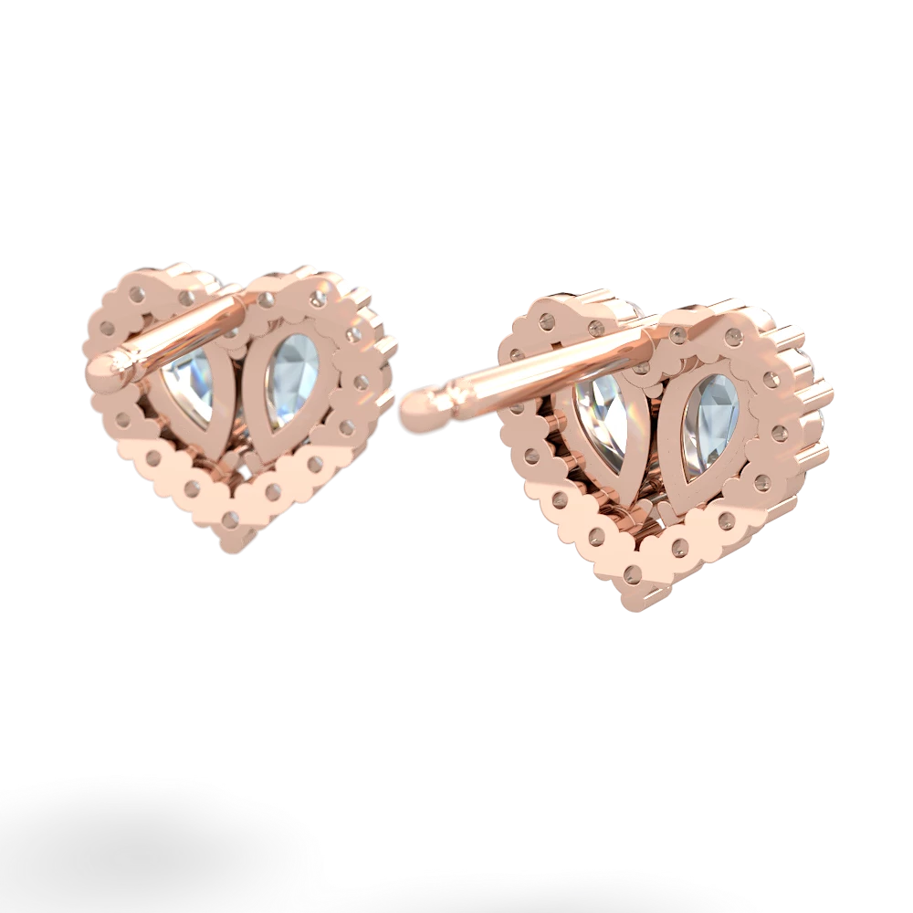 Aquamarine Halo 14K Rose Gold earrings E7008