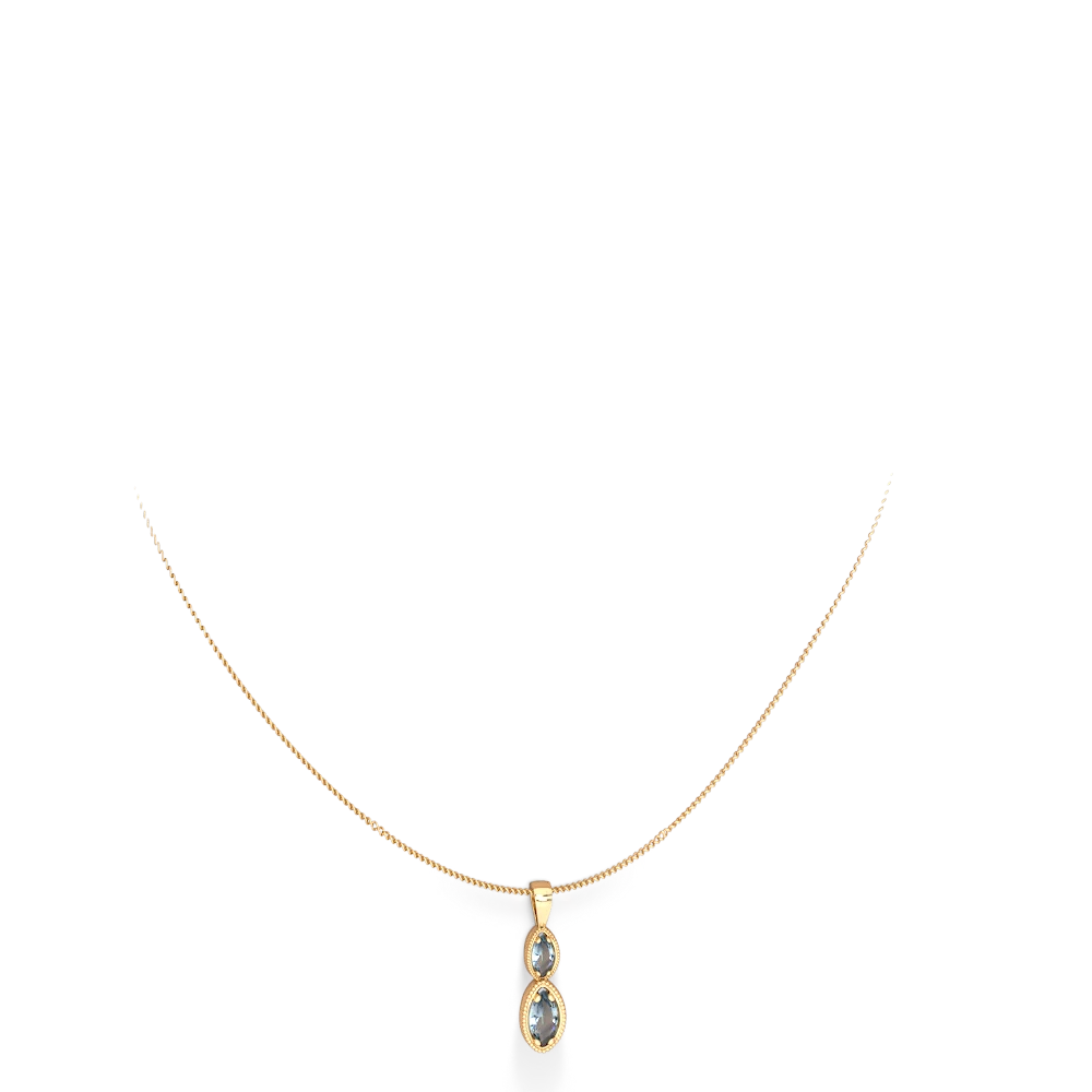 Aquamarine Antique-Style Halo 14K Yellow Gold pendant P5700