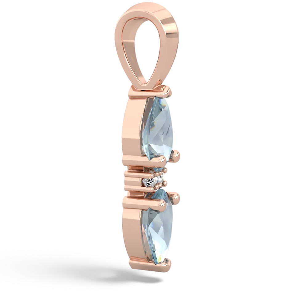 Aquamarine Bowtie Drop 14K Rose Gold pendant P0865