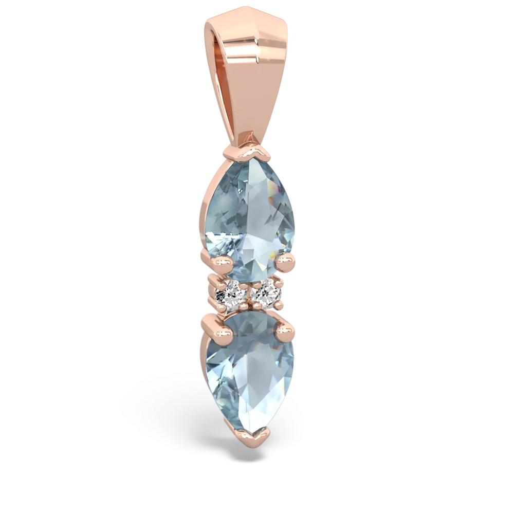 Aquamarine Bowtie Drop 14K Rose Gold pendant P0865