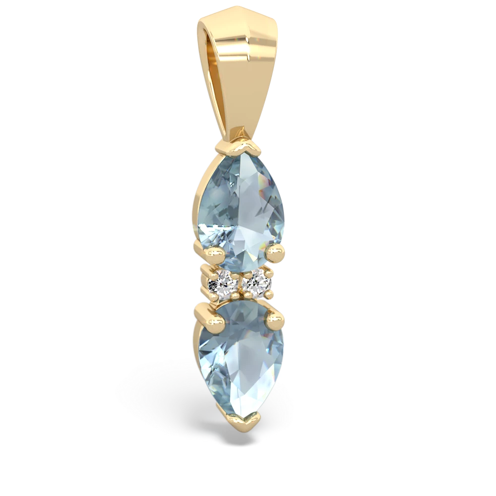 Aquamarine Bowtie Drop 14K Yellow Gold pendant P0865