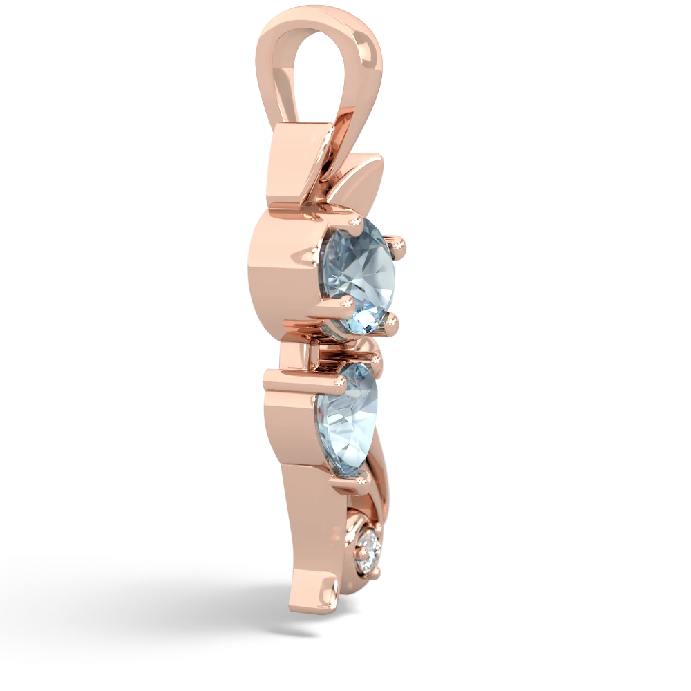 Aquamarine Kitten 14K Rose Gold pendant P5780