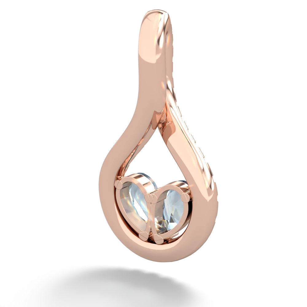 Aquamarine Pave Twist 'One Heart' 14K Rose Gold pendant P5360